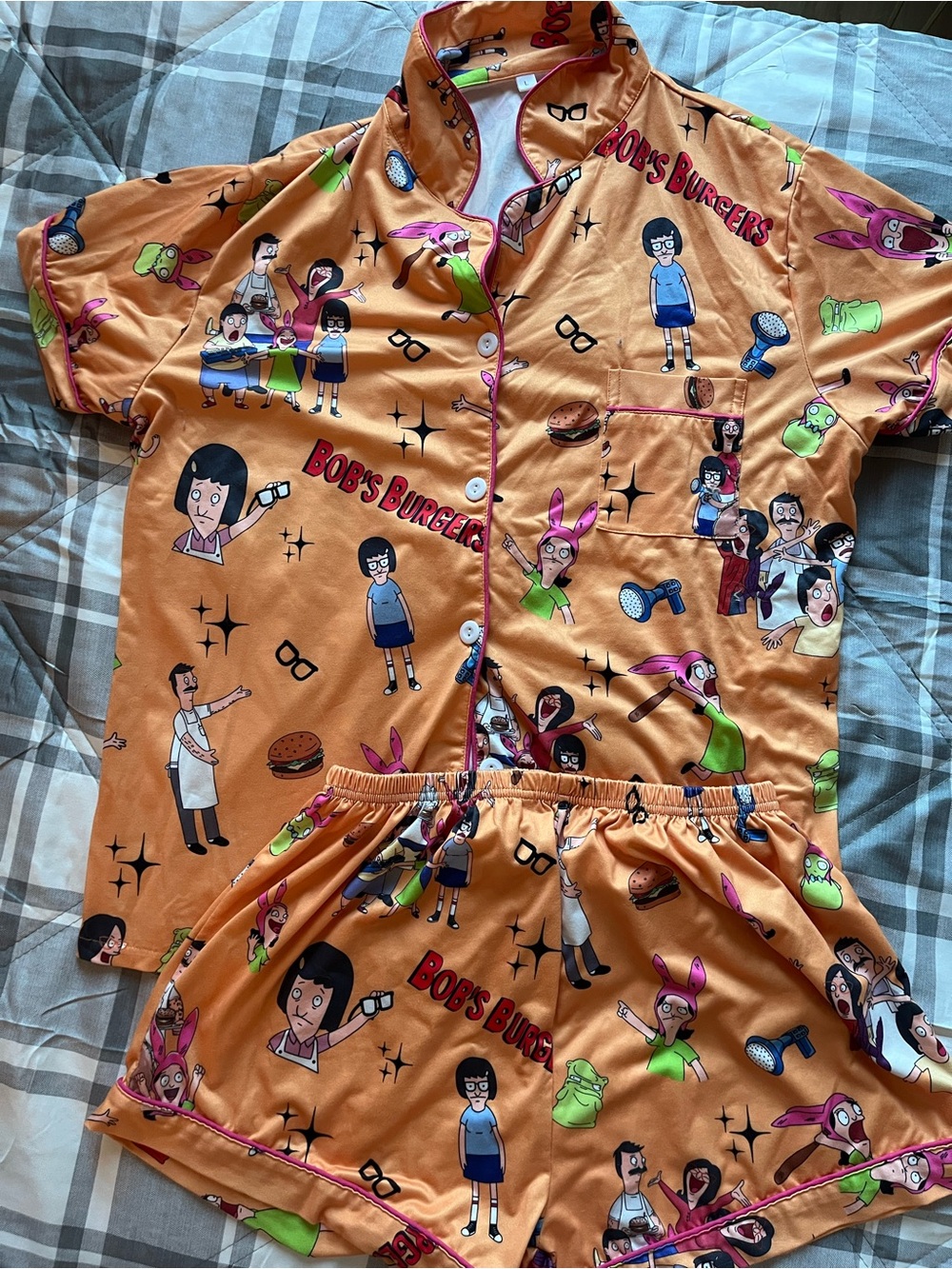 Bob's Burgers Orange Character Print Pajama Set